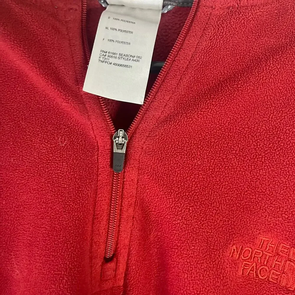 The North Face Men's Size Large Red Black 1/2 Zip Tka 100 Pullover‎ Sweater